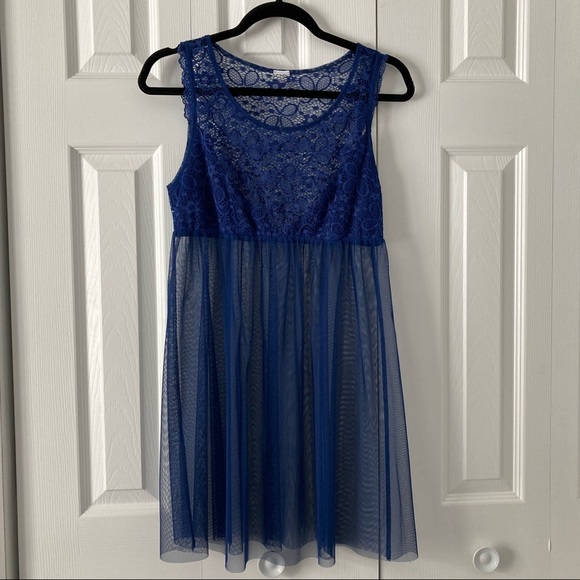 Elegant Blue Lace Sleep Dress - Picture 1 of 3